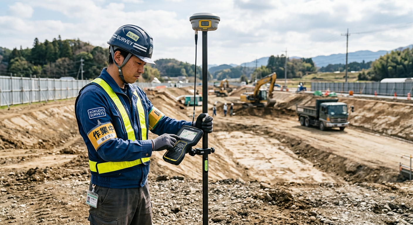 RTK測量を行っている様子